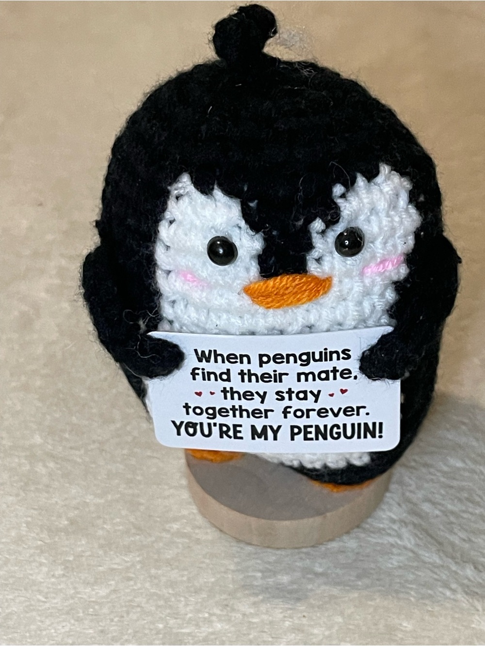 Plush Crochet Penguin Keychain - Black & White New